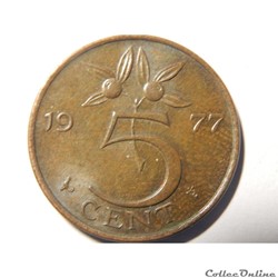 Pays-Bas, 5 cent de 1977