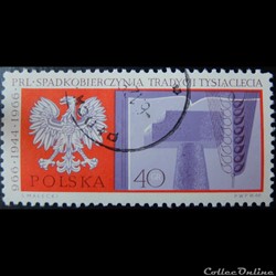 Pologne 01577 aigle polonais, marteau et blé 40Gr de 1966