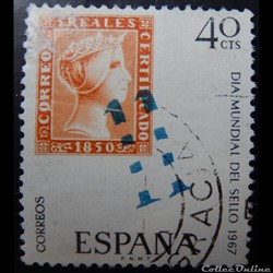 Espagne 01451 journée mondiale du timbre 40c de 1967
