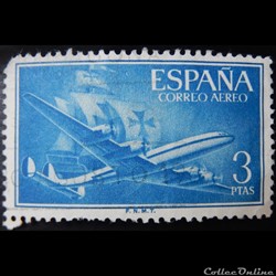 Espagne PA0272 avion et Santa Maria 3Pta de 1956