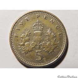 Royaume-Uni, 5 pence de 1990