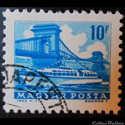 Hongrie 01555 navire et pont des chaînes, Budapest 10f de 1963