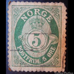 Norvège 00024 chiffre 5ore de 1877