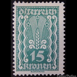 Autriche 00262 symbolisme : épi de maïs 15kr de 1922