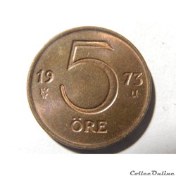 Suède, 5 öre de 1973