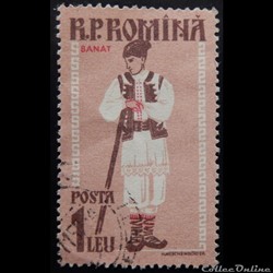 Roumanie 01604 Costume folklorique de Banat 1 Lei de 1958