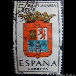 Espagne 01179 armoiries de Gran Canaria 5Ptas de 1963