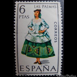 Espagne 01524 costume traditionnel de Las Palmas 6Ptas de 1968
