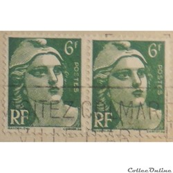 00884 Marianne de Gandon 6 F vert de 1951