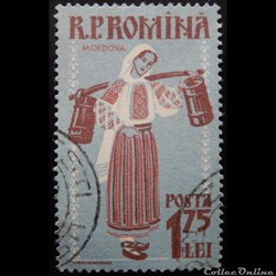 Roumanie 01605 Costume folklorique de Moldova 1.75 Lei de 1958