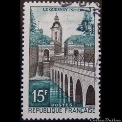 01106 Le Quesnoy (Nord) 15 F sépia et vert-bleu de 1957