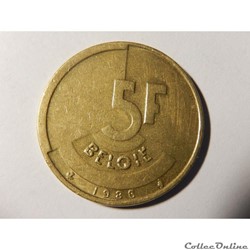 Belgique, 5 Francs 1986