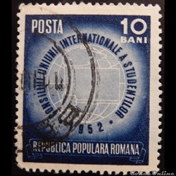 Roumanie 01276 Symbole de l'organisation internationale étudiante 10 Bani de 1952