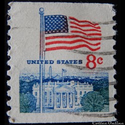 Etats Unis 00923A drapeau et maison blanche 8c de 1971