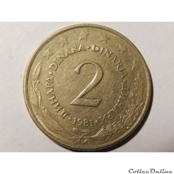 Yougoslavie, 2 dinara de 1981