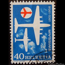 Suisse 00575 Swissair 1931-1956 40cts de 1956