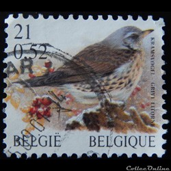 Belgique 02982 Grive litorne 21F, 0.52€ de 2001