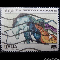 Italie 02469 le millénaire, la méditation 0.41 €, 800 lires de 2000
