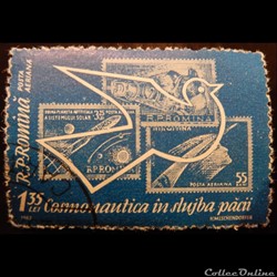 Roumanie PA0164 Colombe et timbres de l'espace 1.35 Lei de 1962