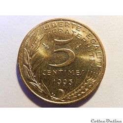 5 centimes Marianne 1993 3 plis