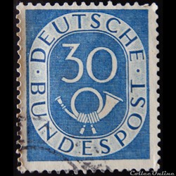 Allemagne RFA 00018 chiffre et cor postal 30pf de 1951