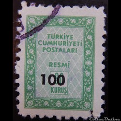 Turquie S0081 officiel vert 100 kurus de 1963