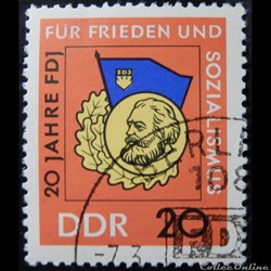 Allemagne RDA 00865 les jeunes socialistes 20pf de 1966