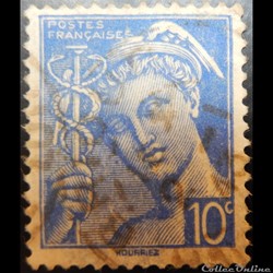00546 Mercure 10c outremer Légende «Postes Françaises»