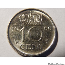 Pays-Bas, 10 cent de 1980