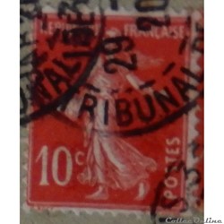 00134 Semeuse fond plein 10c rouge de 1906