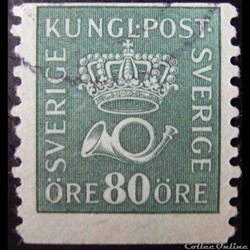 Suède 00144 couronne et cor 80öre de 1920