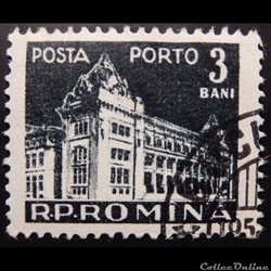 Roumanie T0121A bureau de poste principal 3 Bani de 1957