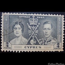 Chypre 00131 couronnement du roi George VI et de la reine Elisabeth 3/4P de 1937