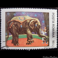 Roumanie 04192 Eléphant au cirque 90 Lei de 1994