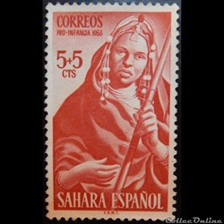 Sahara Espagnol 00091 musicienne 5+5cts de 1953