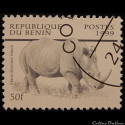 Bénin 00874 Rhinocéros blanc 50f de 1999