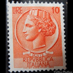 Italie 00649 pièce de Syracuse 10 lires de 1953
