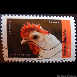 AA01397 Poule Bresse-Gauloise lettre verte de 2017