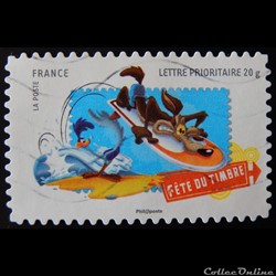 AA00268 Fête du Timbre 2009 Bip Bip et Vil Coyotte font du surf 20g