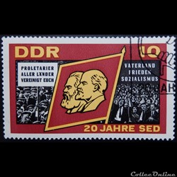 Allemagne RDA 00871 drapeau avec Marx et Lénine 10pf de 1966