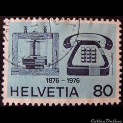 Suisse 01002 téléphone ancien et moderne 80cts de 1976