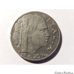 Italie, 20 centimes 1942 Victor-Emmanuel III