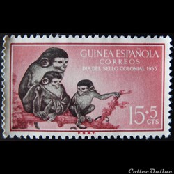 Guinée Espagnol 00372 singe Moustac 15+5cts de 1955
