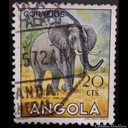 Angola 00359 Eléphant 20cts de 1953