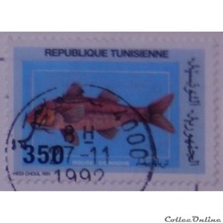 Tunisie 01164 poisson Rouget-barbet de roche 350LSd de 1991