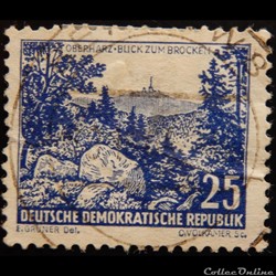 Allemagne RDA 00531 vue sur Brocken, Oberharz 25pf de 1961
