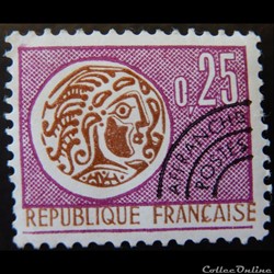 PO0126 Monnaie Gauloise préoblitéré 0.25F