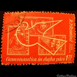 Roumanie PA0165 Colombe et timbres de l'espace de 1961 1.75 Lei de 1962