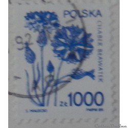 Pologne 03058 fleur, Bleuet des champs 1000Zt de 1989