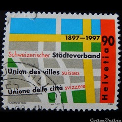 Suisse 01545 carte de ville stylisée 90cts de 1997